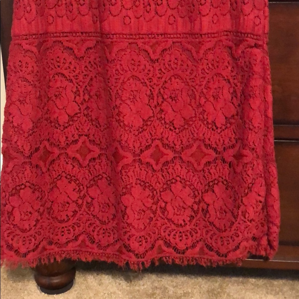 Free People Red Lace Dress Size 6 - Picture 4 of 4